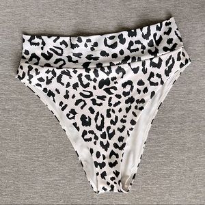 Aerie High Cut Cheeky Bikini Bottom | Black and White Animal Leopard Print